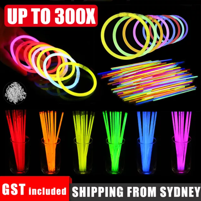 Up To 300x Color Mixed Glow Sticks Party Glowsticks Bracelets Light No Flame AU