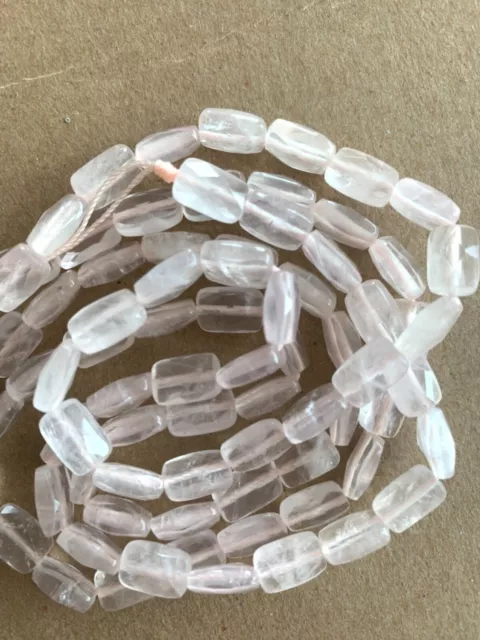 1 Strand Genuine Faceted Rectangle Rose Quartz Beads - 9x7mm  Great for Earrings 2