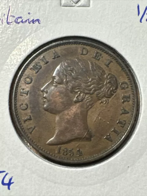 Great Britain Queen Victoria Young Head Half Penny 1854