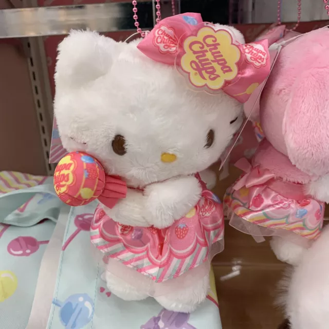 Sanrio Hello Kitty Plush Mascot Holder Chupa Chups Collaboration Ball Chain Cute