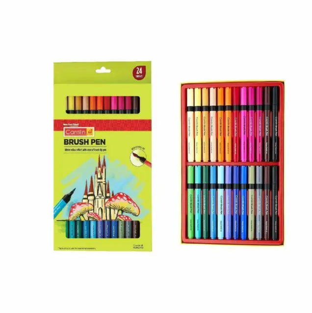 Camlin Kokuyo Brush Pens, 24 Shades ( Multicolor )