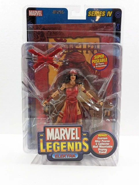 Elektra 6" Figure With Mini Poster And Stand 2003 Marvel Legends Series Iv
