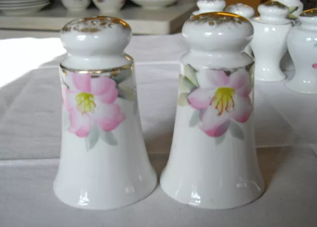 Vintage Noritake AZALEA Pink Flowers Gold Salt & Pepper Shakers Japan ~ Set of 2