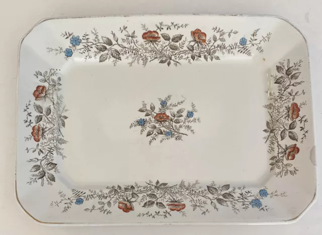 Vintage WEDGWOOD & Co England Floral Large Serving Tray Platter Rectangle