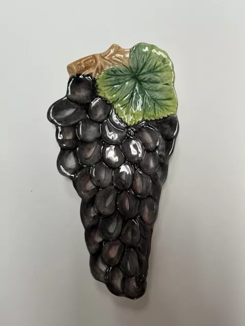 Italian Pottery Majolica Fruit Design Tray/Grapes 10 X 4 1/2 6906