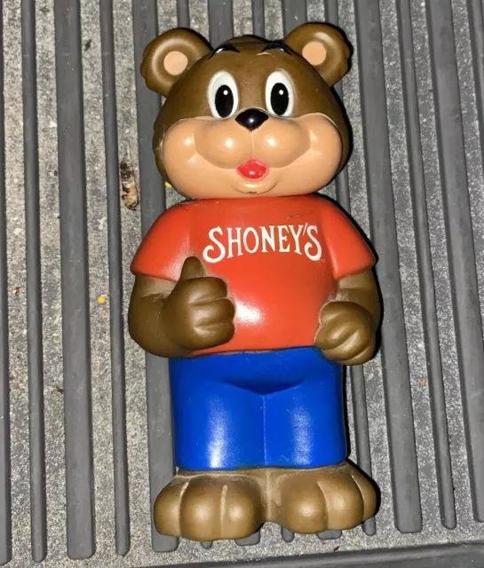 Vintage 1993 Shoney's Restaurant Bear Bank 8" Hard Plastic Vintage Shoney Bear