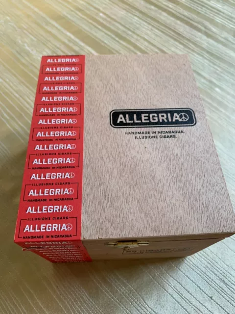 Cigar Box Empty Allegria Illusion 3 Wood Hinged Cigar Box
