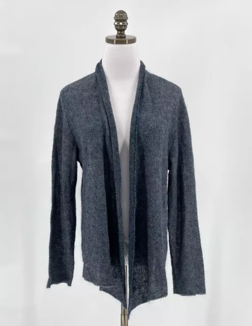 Eileen Fisher Womens Blue Wool/Cashmere Blend Knit Open Cardigan Sweater Sz M