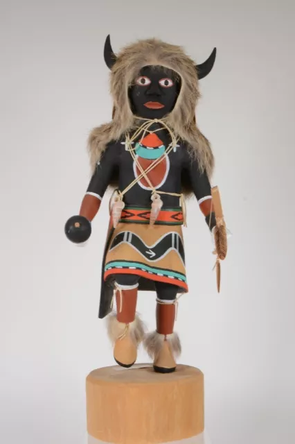 Hopi Black Buffalo Kachina / Katsina Doll by Earl Yowytewa (1923-2006)