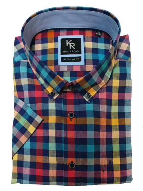 King's Road Men's Plus Size Premium Brand Shirt Blue Size 2XL to 5XL