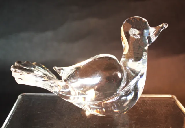 Small 3" Art Glass Clear Paperweight Bird Figurine