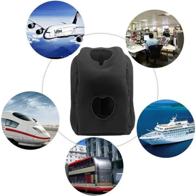 Inflatable Air Travel Pillow Airplane Office Nap Rest Neck Head Chin Cushion NEW 5