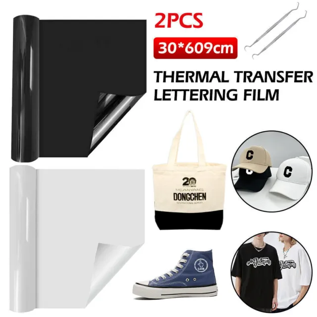 2PCS WHITE + Black HTV Heat Transfer Vinyl Film Rolls Heat Press Iron On  T-shirt $56.09 - PicClick AU