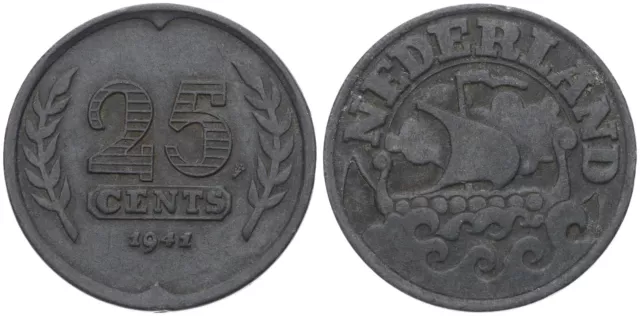 Pays-Bas - Netherlands 25 Cents 1941-1943 - Dutch - différents millésimes