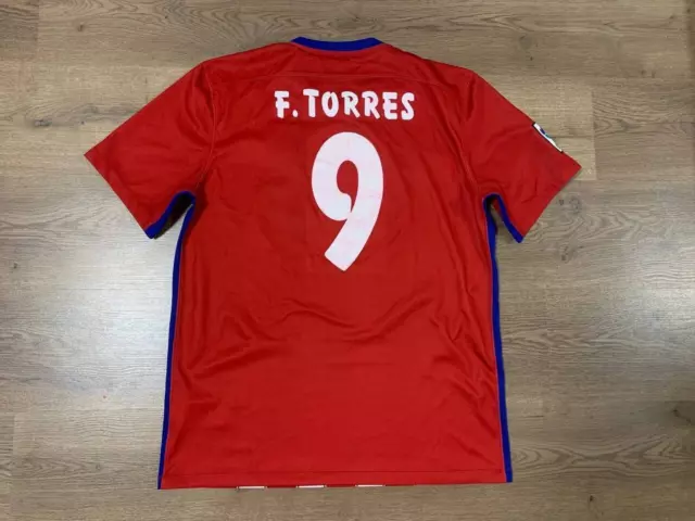 Atletico De Madrid Fc 2015/2016 Home Football Shirt Jersey Size L F. Torres #9