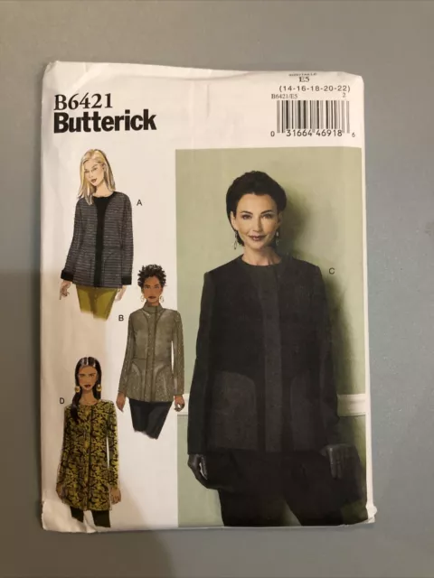 Womens/Misses Loose Fit Jackets Coats Sew Pattern/Butterick B6421/14-22 UCN