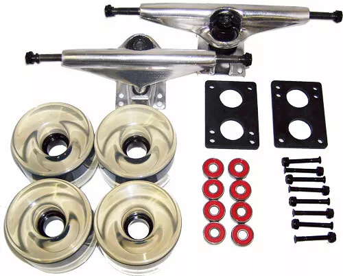 RADIUS LONGBOARD Skateboard TRUCKS & CLEAR WHEELS PACK