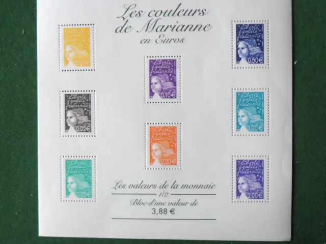 Bloc Feuillet 2002 N°44 Timbres France Neufs - Les Couleurs de Marianne en Euros