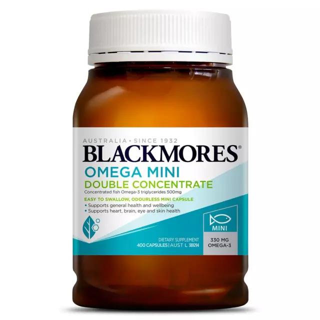 New Blackmores Omega Mini Double Concentrate 400 Capsules Fish Oil Omega 3