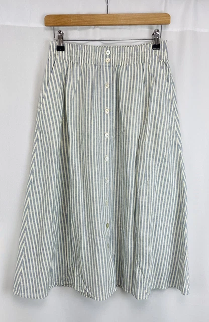 Eileen Fisher blau beige gestreifter Damen-Midirock Größe XXS