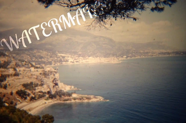 Vtg Original KODACHROME Red Border Photo Slide France Land & Sea View 1950s