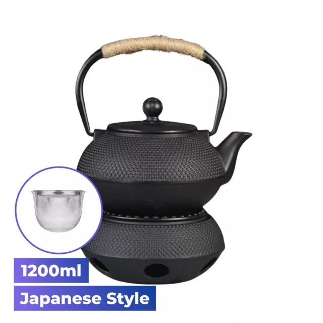 Cast Iron Teapot Set Japanese Style Tea Pot with Infuser/Filter and Warmer