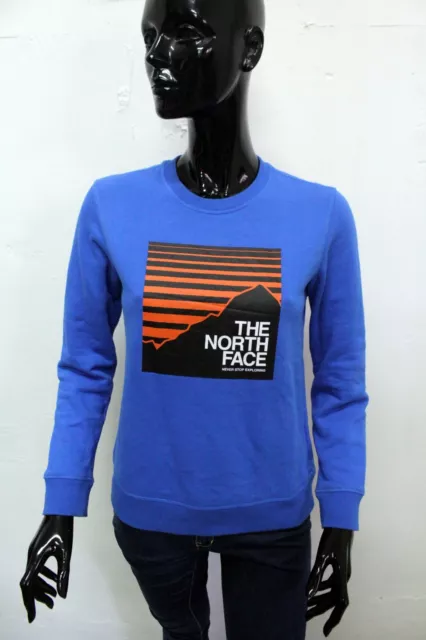 The North Face Sweatshirt Sweater Blue Cotton Logo Woman