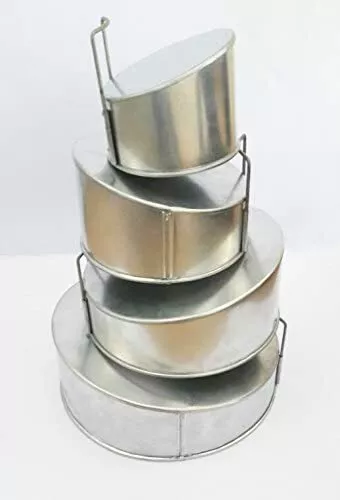 Set di 4 livelli Mini Topsy Turvy rotondo multistrato compleanno / torta nuziale latta/padella