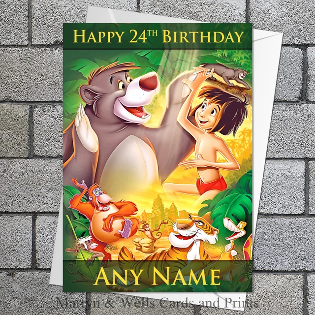 JUNGLE BOOK BIRTHDAY card. 5x7 inches. Baloo. Mowgli. Disney