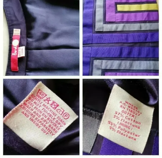 Robe Femme Shift Boden - Coton Violet Or Gris Tringle - Taille 12 8