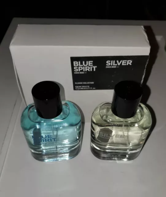 ZARA MAN SILVER + BLUE SPIRIT SET * 2 x 2.71 oz (80ml) EDT Spray * NEW