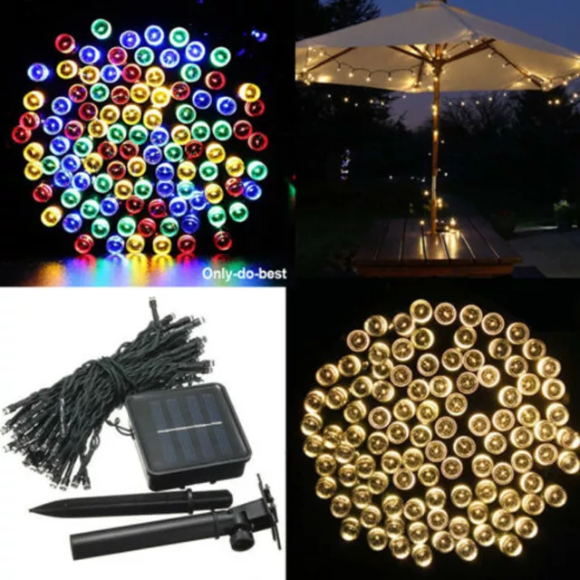 100 200 500 LED Solar Power Fairy Garden Lights String Outdoor Party Wedding UK 2