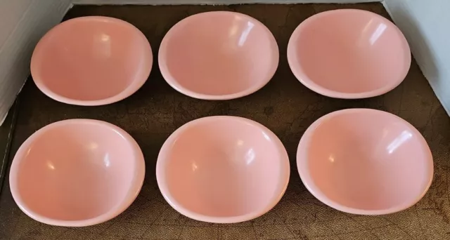 6 Vintage Boontonware 1307-12 Pink Fruit Cereal Soup Bowls Melmac Melamine USA