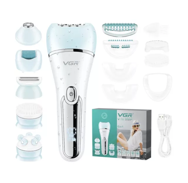 VGR V-733 6 in 1 Womens Epilator Electric Female Shaver Ladies Grooming Kit