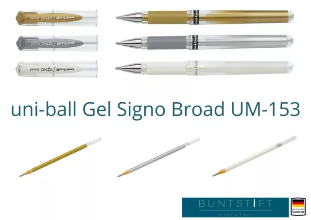 Gelschreiber uni-ball GEL Signo Broad UM-153 1,0mm MITSUBISHI  Gold Silber Weiß