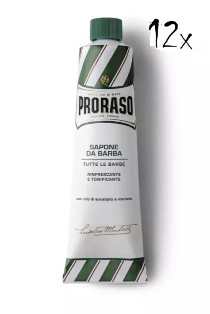 12x Proraso Rasierseife Tube seife shaving soap Eukalyptusöl und Menthol 150ml