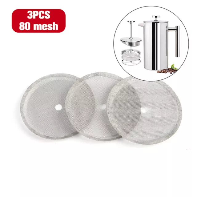 3Pcs Reusable Stainless Steel French Press Coffee Maker Detachable Mesh Filt-KX