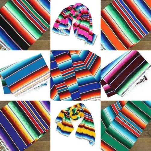 Handwoven Mexican Serape Traditional Jorongo Blanket Shawl Cloak Bright Colour