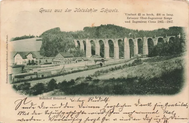 Gruss  aus der Hetzdorfer Schweiz Bahnhof Hetzdorf Sachsen Postkarte AK 1903