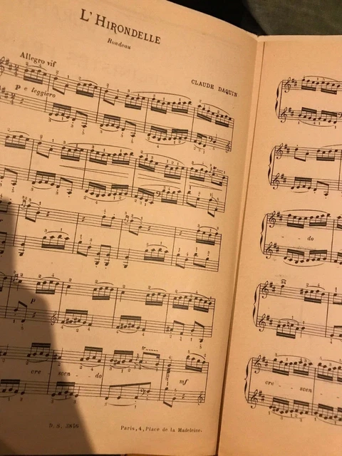 Claude Daquin L'hirondelle partition pour piano éditions Durand