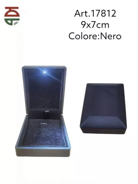 Box Scatola Scatolina Astuccio Con Luce Led Per Anello Gioielli Regalo Nera bal