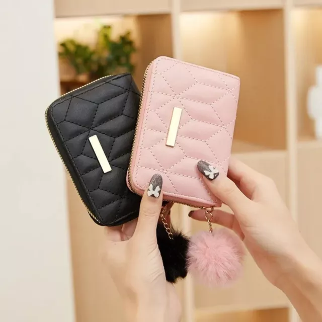 PU Leather Women Short Wallet Solid Color Credit Card Holder Mini Coin Purse