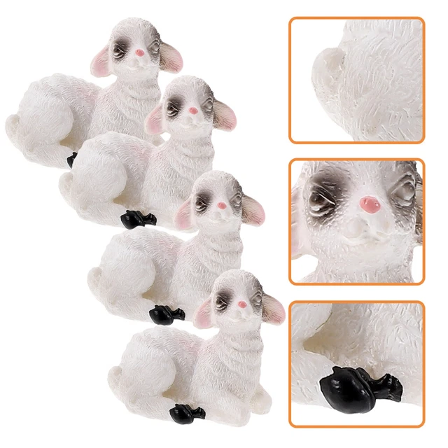 4 PCS SHEEP Sculpture Lamb Ornament Miniature Fairy Garden Trinkets £7.