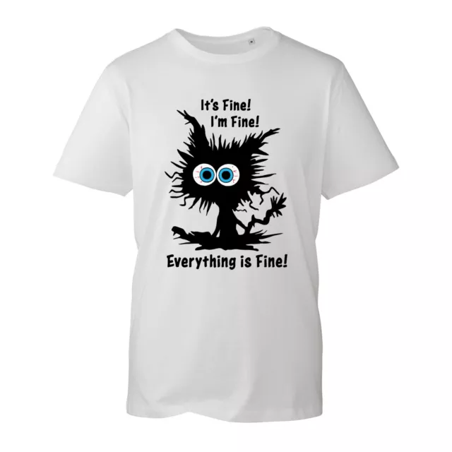 It's Fine I'm Fine Everything Is Fine Funny Cat T-Shirt Cartoon Meme Cat Lovers