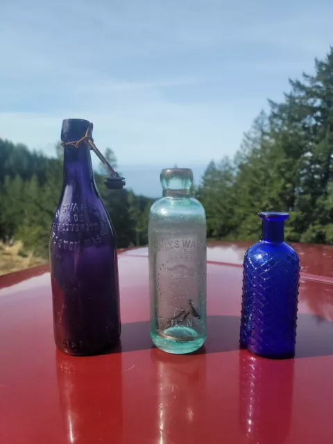 1890's Beautiful Cobalt Lattice Poison Bottle☆Deep Cobalt W.T Co Quilted Poison! 2