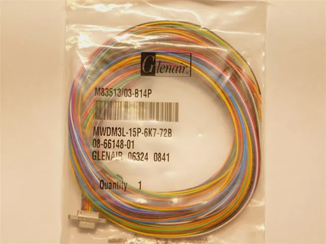 Glenair M83513/03-B14P / MWDM3L-15P-6K7-72B 15P Male Micro D-Sub Connector 72"