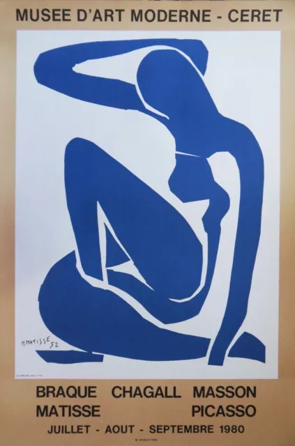 Henri Matisse - Nudo Blu Grazioso - Manifesto Originale Vintage Museo Ceret