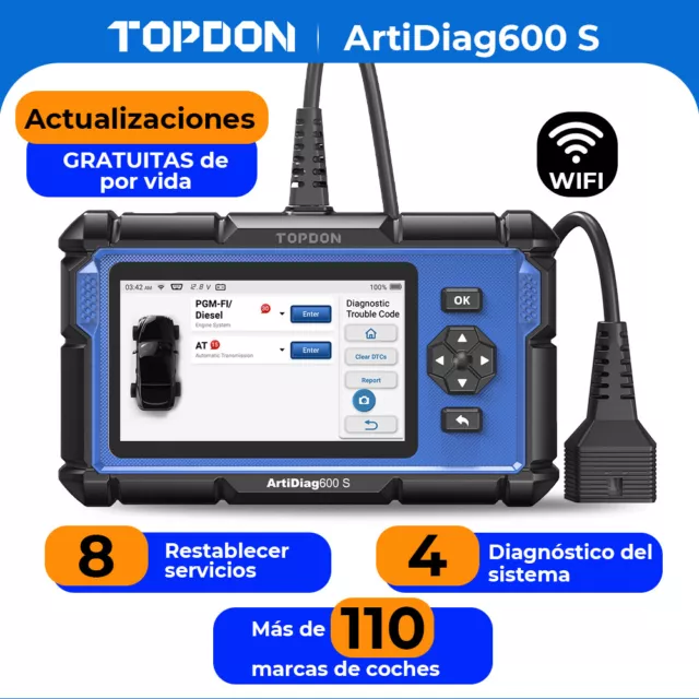 TOPDON AD600S Escáner OBD2 Automóvil Dispositivo de Diagnóstico Lector de Código