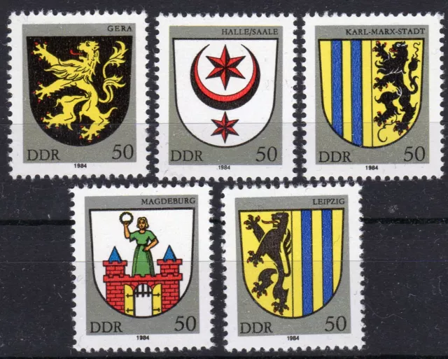 DDR 1984 Satz Stadtwappen Nr. 2857-2861 postfrisch ** MNH VF
