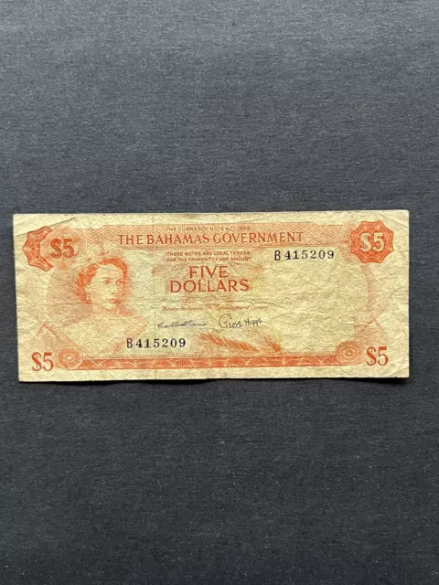 Bahamas Banknote 1965 5 Dollars #21a Circulated
